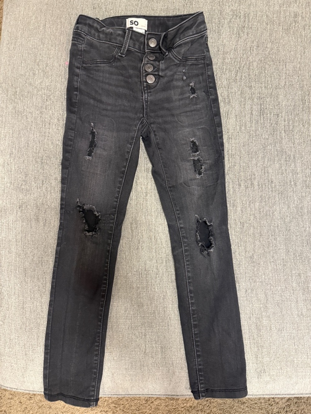 SO Black Distressed Skinny Jeans